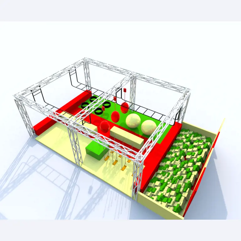 Construcción en bastidor de un parque infantil cubierto con accesorios, Monkey Grove, pista Ninja, "esponjas" de juegos blandos-6